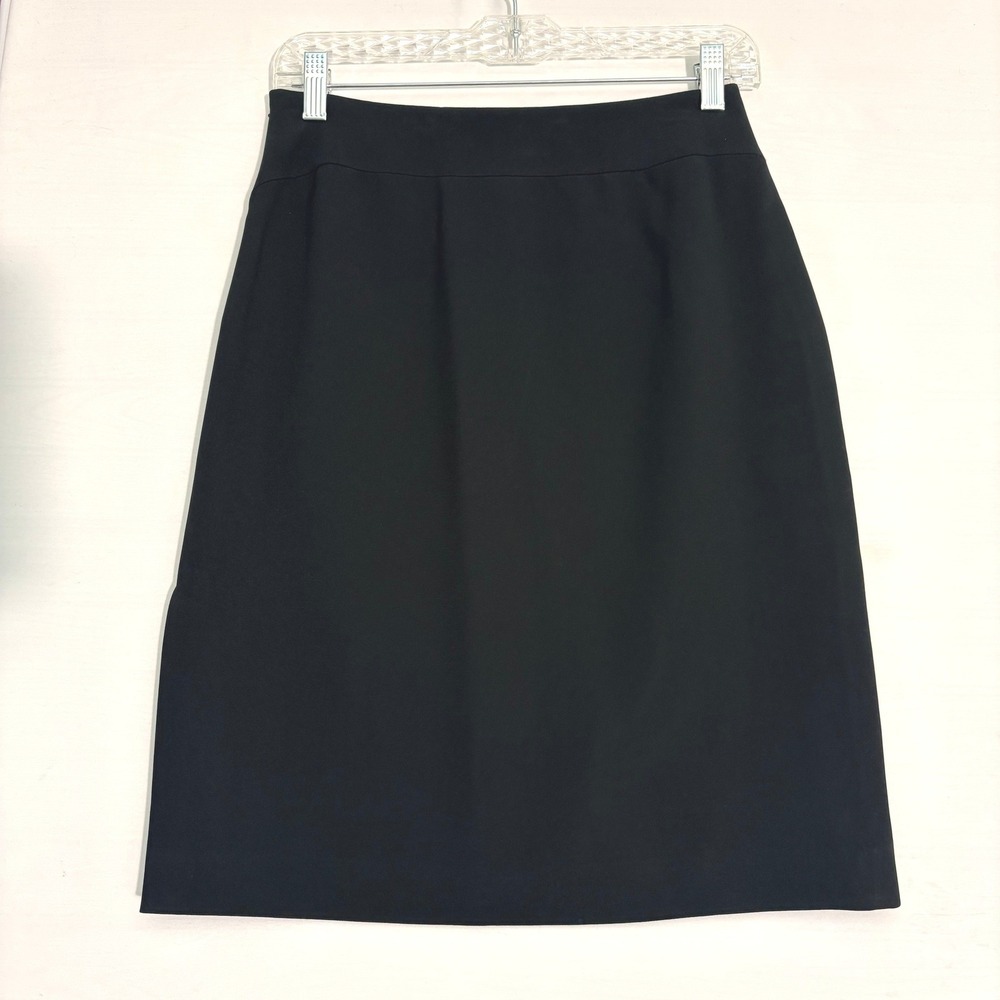 Ann Taylor Black Pencil Skirt Size 4 Professional Career Wear Lined Kick Pleat